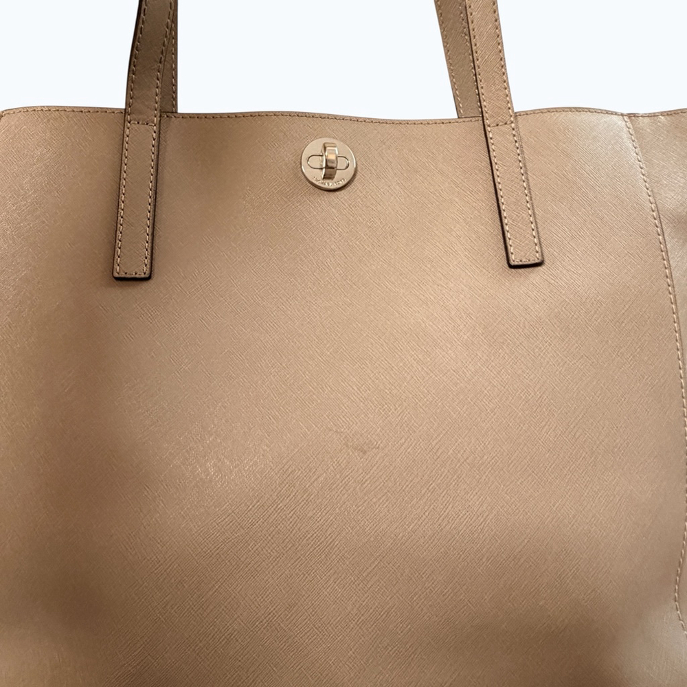 Michael Kors Large Saffiano Leather Laptop Tote Taupe Work Bag - Picture 13 of 16